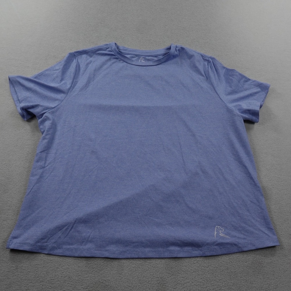 Rhoback Performance Shirt Womens Large Blue Short Sleeve Crop Golf Gym Casual